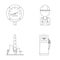 Manometer, worker oilman, fuel refueling, oil factory. Oil industry set collection icons in outline style vector symbol