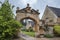 Manor House built in Jacobean period architecture 1630 in guiting yellow stone, in the Cotswold village of Stanway Gloucestershire