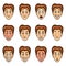 Mans emotions cartoon vector set