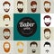 Mans hair set of beards and mustaches vector.