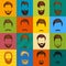 Mans hair set of beards and mustaches vector. Hipster style fashion beards and hair illustration. Peoples