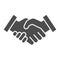 Mans handshake solid icon. Business shake, deal agreement symbol, glyph style pictogram on white background. Teamwork or