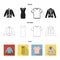 A mans jacket, a tunic, a T-shirt, a business suit. Clothes set collection icons in cartoon style vector symbol stock