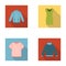 A mans jacket, a tunic, a T-shirt, a business suit. Clothes set collection icons in flat style vector symbol stock