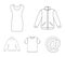 A mans jacket, a tunic, a T-shirt, a business suit. Clothes set collection icons in outline style vector symbol stock