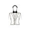 Mans silhouette. Wedding men`s suit, tuxedo. Bow tie. Groom. Design element. Vector.