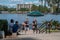 Mans walking in Come Out With Pride Orlando parade at Lake Eola Park area 190