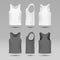 Mans white blank tank singlet. Male shirt without sleeves vector template