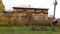 mansion in the forest phone pole grass wires russia