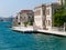 Mansions along the Bosporus Strait in Turkey a  bright summer day. View from cruise ship