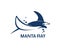 Manta ray animal icon, stingray, sting fish symbol