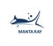 Manta ray animal ocean life and sea fish icon