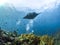 Manta Ray hovering over coral reefs