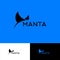 Manta ray logo. Diving club emblem. Ocean or sea logo. Swimming club logo.
