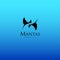 Mantas swimming club logo. Two mantas silhouette on blue gradient background