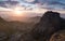 Manteigas, Portugal, July 4, 2019: The dawn of the CÃ¢ntaro Magro, Serra da Estrela Natural Park