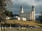 Manti Utah Mormon LDS Temple early spring showing adjacent cemetery