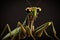 Mantis insect close-up on a dark background - Generative AI