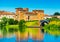 Mantova, Italy: Castle of Saint George reflected in water