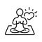 Mantra Yoga Line Icon. Meditate Relax Linear Pictogram. Spiritual Chakra Zen Outline Icon. Calm Aura Galaxy Serenity and