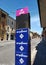 In Mantua city streets awaiting the passage of the Giro d`Italia.