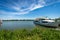 Mantua Lake or Mincio River with moored Ferry Boats - Lombardy Italy