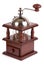 Manual brown wooden coffee grinder isolated on a w