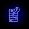 manual calculator euro icon in neon style. Element of finance illustration. Signs and symbols icon can be used for web, logo,