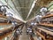 Manual chicken feed trolley on poultry farm type opened side