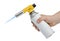 Manual gas torch burner in hand on white