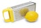 Manual grater with yellow handle and lemon