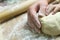 Manual kneading of dough for cooking homemade food