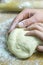 Manual kneading of dough for cooking homemade food