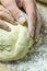 Manual kneading of dough for cooking homemade food