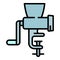 Manual meat grinder icon, outline style