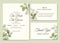 Manual painted of aesthetic leaves watercolor as wedding invitation