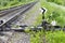 Manual railroad switch arrow. Old railroad arrows