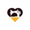 Manual sew machine heart shape concept logo icon.