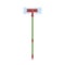 Manual spin mop with handle and rectangular brush for floor cleaning. Household plastic item for housework. Colored flat