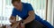 Manual therapist is curing spine of young woman, chiropractic and osteopathy