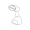 Manual, travel garment steamer continuous line drawing. One line art of home appliance, garment care, ironing, steaming