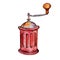 Manual vintage coffee grinder, watercolor illustration