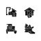 Manual work black glyph icons set on white space