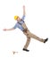 Manual worker falling over white background