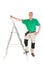 Manual worker with stepladder