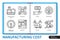 Manufacturing cost infographics linear icons collection