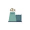 Manufacturing industry pollution smoke flat icon