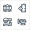 manufacturing line icons. linear set. quality vector line set such as buffing, saw machine, danger