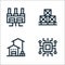 Manufacturing line icons. linear set. quality vector line set such as microprocessor, storehouse, package