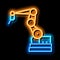 manufacturing robotic arm neon glow icon illustration